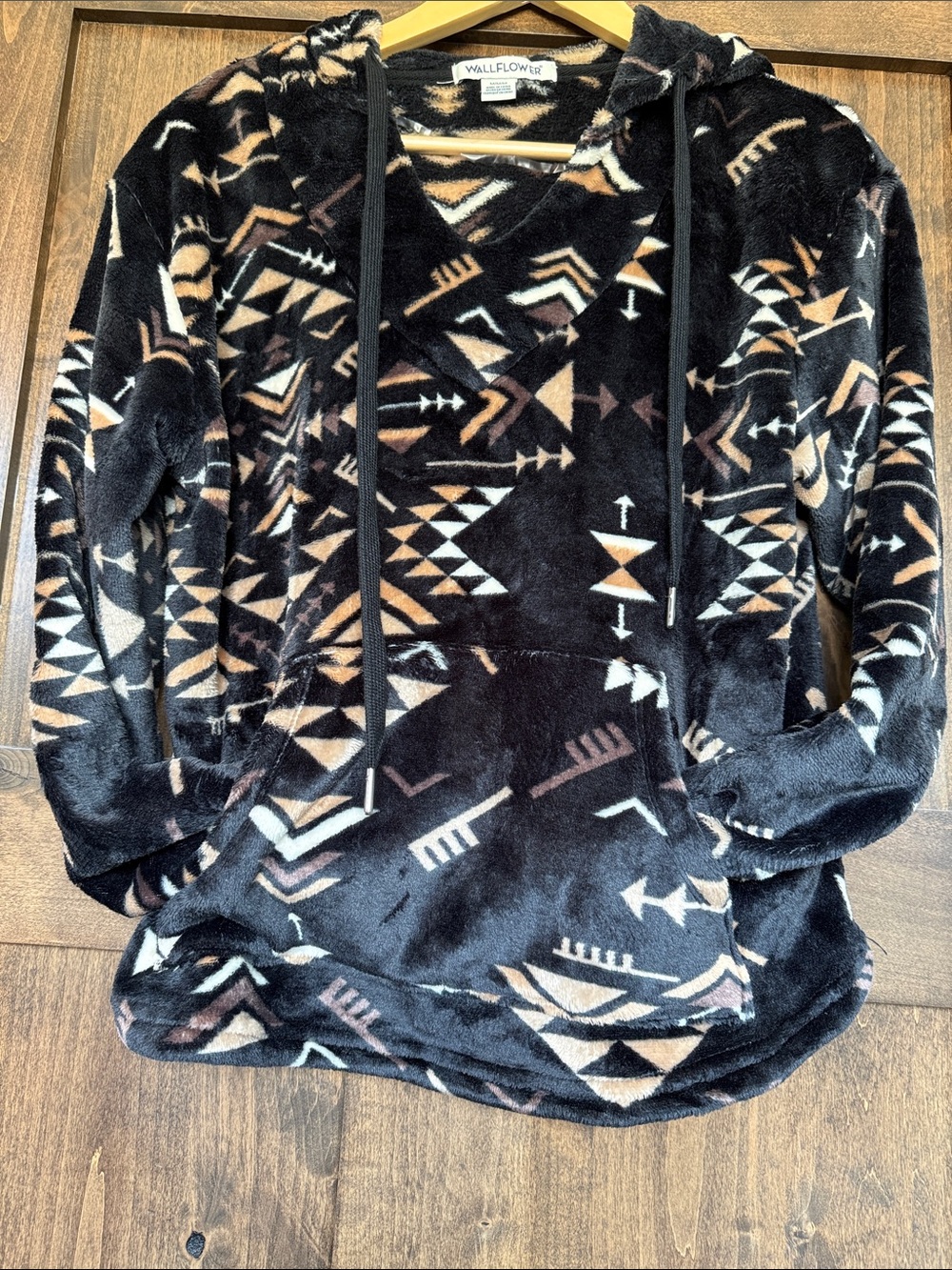 Wallflower Black & Tan Aztec Plush Hoodie